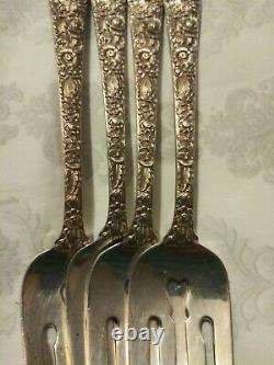 Set/4 Alvin Sterling Silver BRIDAL BOUQUET 1932 Salad Fork 6-1/2 No Mono