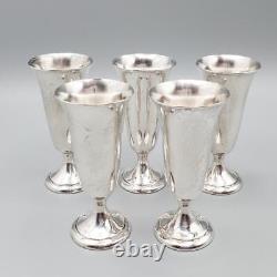 Set 5 Vintage Alvin Sterling Cordial Glasses Barware