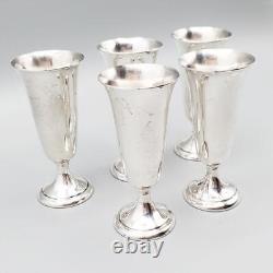 Set 5 Vintage Alvin Sterling Cordial Glasses Barware