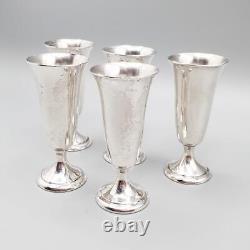 Set 5 Vintage Alvin Sterling Cordial Glasses Barware