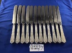 Set Of 12 Antique Alvin Francis I Sterling 9.75 Blunt Blade Knife Knives