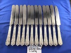 Set Of 12 Antique Alvin Francis I Sterling 9.75 Blunt Blade Knife Knives