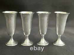 Set Of 4 Alvin 3 Sterling Silver Cordial Shot Glasses Liquor Cup S247 Aperitif