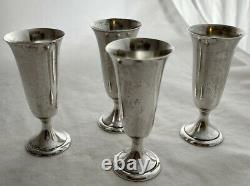 Set Of 4 Alvin 3 Sterling Silver Cordial Shot Glasses Liquor Cup S247 Aperitif