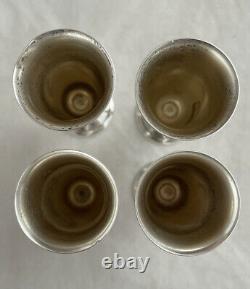 Set Of 4 Alvin 3 Sterling Silver Cordial Shot Glasses Liquor Cup S247 Aperitif