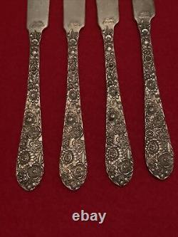Set Of 4 Sterling Silver Alvin Bridal Bouquet Flat Handle Butter Spreaders