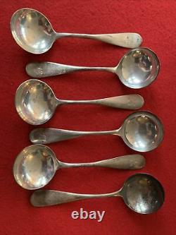 Set Of 6 Sterling Silver Alvin Antique Pattern Small Round Soup Spoons