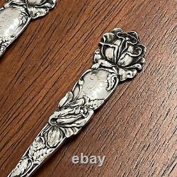 Set Of 6 Vintage Alvin Sterling Silver Spoons, Bridal Rose Monogramed