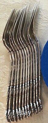 Set of 12 Alvin Bridal Rose Sterling Silver 5 15/16 Salad Dessert Forks No Mono