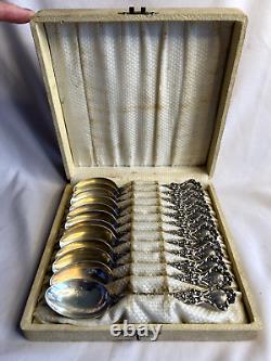 Set of 12 Alvin Nuremberg Devil Face Sterling Silver Teaspoons Monogrammed 300g+