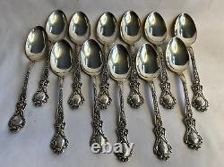 Set of 12 Alvin Nuremberg Devil Face Sterling Silver Teaspoons Monogrammed 300g+