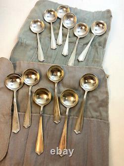 Set of 12 Alvin Sterling Silver Maryland Round Bouillon Soup Spoons Antique