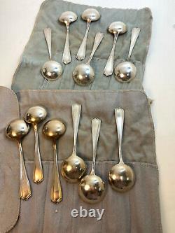 Set of 12 Alvin Sterling Silver Maryland Round Bouillon Soup Spoons Antique