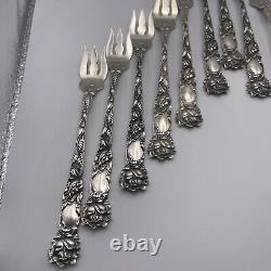 Set of 12 Sterling Silver Alvin Bridal Rose Pattern Oyster Forks NO MONO Exc
