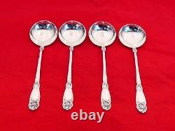 Set of 4 Alvin Sterling Silver Fleur de Lis Bouillon Spoons HO-20