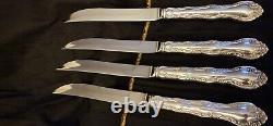 Set of 4 French Scroll by Alvin Sterling Silver Steak Knives, Custom Made