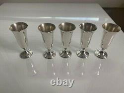 Set of 5 Alvin Sterling Silver S247 Cordials Shot Glasses No Monos