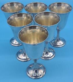 Set of 6 Alvin # M157 Sterling Silver Water Goblets
