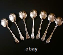 Set of 7 Alvin Sterling Silver CHATEAU ROSE Round Bowl Soup Spoons No Mono