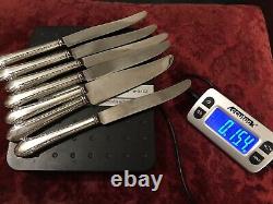 Set of 7 Alvin Sterling Silver Chased Romantique French Hollow Knives 8 7/8