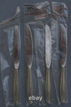 Set of FOUR Gorham Alvin Sterling Silver Spring Bud Dinner Knives New in Sleeves