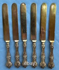 Set of SIX Alvin Sterling Majestic 9 Inch Dinner Knives