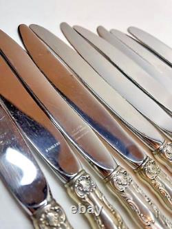 Set of Ten (10) French Scroll Alvin Sterling Silver Knives 9 1/2 Long