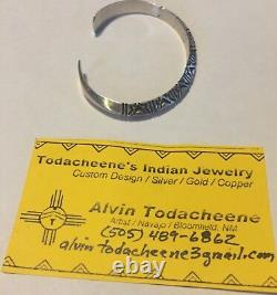Signed 925 Sterling Vintage Alvin Todacheene Navajo Handmade Bracelet Bangle