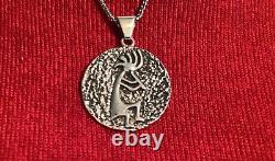 Signed ALVIN THOMPSON Vintage Kokopelli Navajo Sterling Silver Pendant