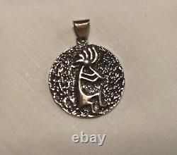 Signed ALVIN THOMPSON Vintage Kokopelli Navajo Sterling Silver Pendant