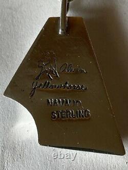 Signed Navajo Alvin Yellowhorse Sterling Silver Inlay Pendant