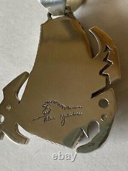 Signed Navajo Alvin Yellowhorse Sterling Silver Monument Valley Inlay Pendant