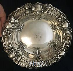 Splendid Antique Alvin Sterling Silver Art Nouveau Floral Design 8 1/2 Bowl