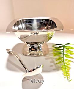 Square ALVIN Sterling Silver Condiment Dish With Spoon 105.5 Gr. No Mono