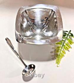 Square ALVIN Sterling Silver Condiment Dish With Spoon 105.5 Gr. No Mono