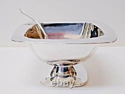 Square ALVIN Sterling Silver Condiment Dish With Spoon 105.5 Gr. No Mono