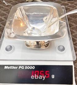 Square ALVIN Sterling Silver Condiment Dish With Spoon 105.5 Gr. No Mono