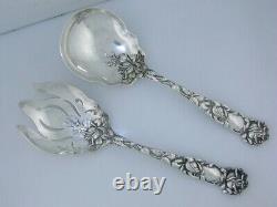 Sterling ALVIN 2pc Salad Serving Set BRIDAL ROSE 1903 no mono