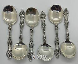 Sterling Alvin Orange Blossom Large Round Gumbo Soup Spoons 7 set of 6