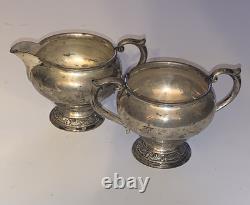 Sterling Alvin Rose and Scroll Sugar Bowl And Creamer 143.8g Excellent