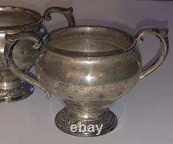 Sterling Alvin Rose and Scroll Sugar Bowl And Creamer 143.8g Excellent