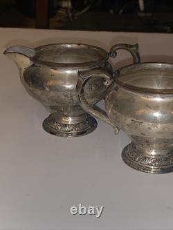 Sterling Alvin Rose and Scroll Sugar Bowl And Creamer 143.8g Excellent