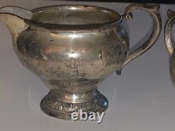 Sterling Alvin Rose and Scroll Sugar Bowl And Creamer 143.8g Excellent