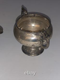 Sterling Alvin Rose and Scroll Sugar Bowl And Creamer 143.8g Excellent