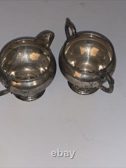 Sterling Alvin Rose and Scroll Sugar Bowl And Creamer 143.8g Excellent
