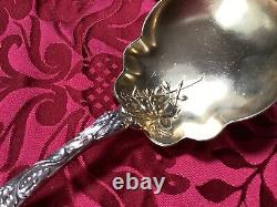 Sterling Silver Alvin Bridal Rose Pattern Large Gilt Berry Spoon 9 Mono