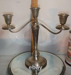 Sterling Silver Alvin Candelabra 3 Light Candle Holder, 2 Section, Twisted Arm