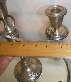 Sterling Silver Alvin Candelabra 3 Light Candle Holder, 2 Section, Twisted Arm