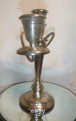Sterling Silver Alvin Candelabra 3 Light Candle Holder, 2 Section, Twisted Arm