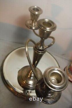 Sterling Silver Alvin Candelabra 3 Light Candle Holder, 2 Section, Twisted Arm